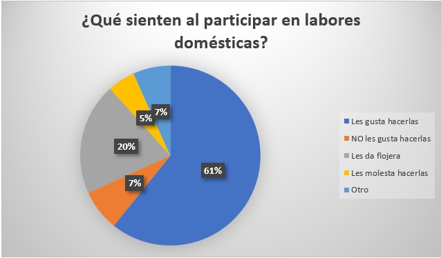 Gráfica sobre tipos de actividades domésticas que realizan niñas y niños